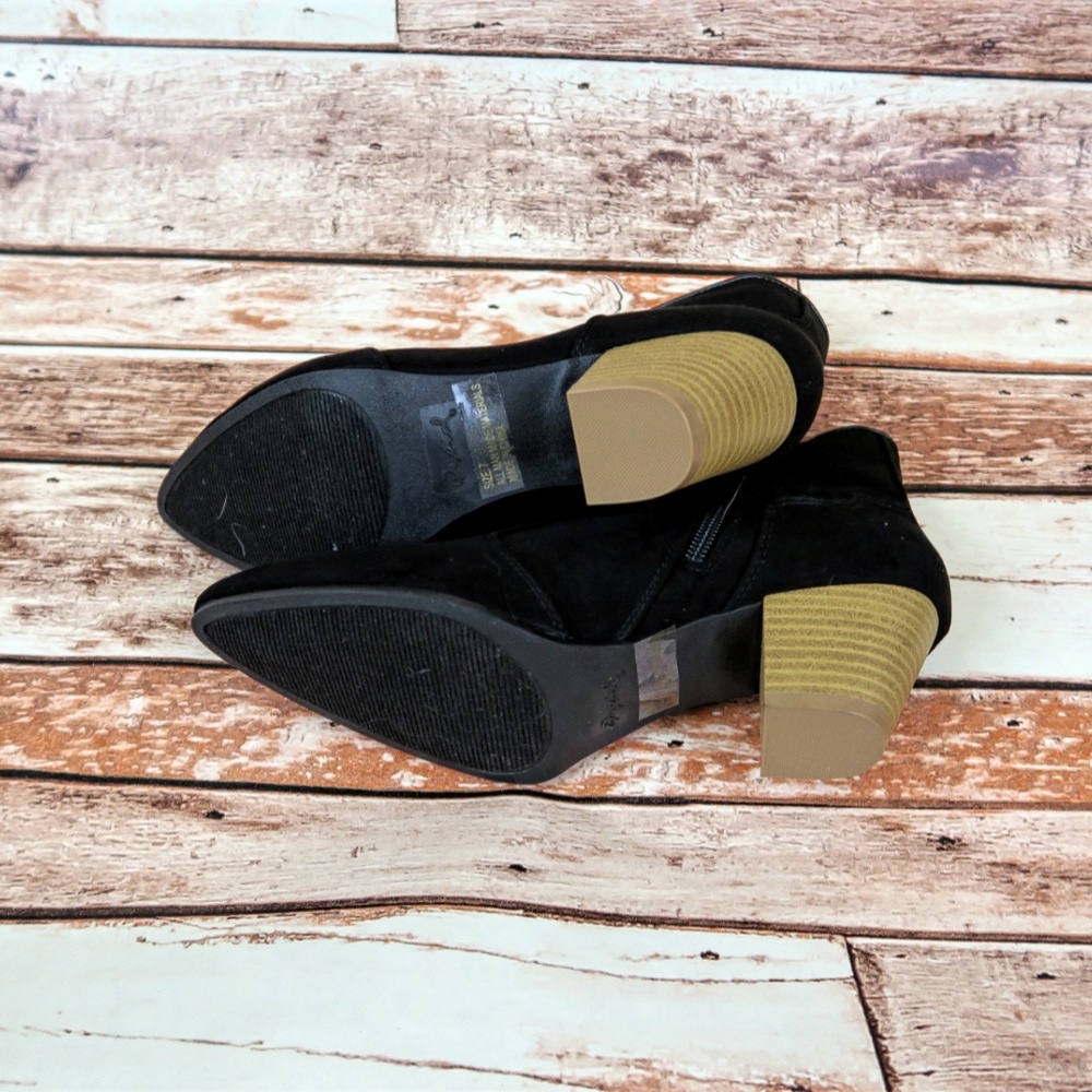 Black faux suede western ankle booties - Picture 3 of 4